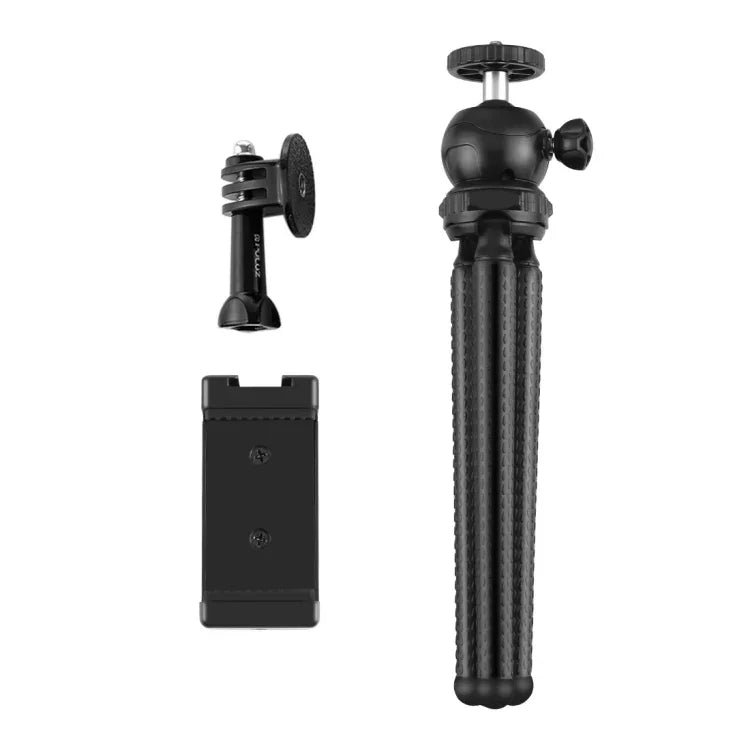 PULUZ ミニタコ型フレキシブル三脚ホルダー ボールヘッド＆スマホクランプ付き + 三脚マウントアダプター＆ロングスクリュー SLRカメラ、GoPro、携帯電話対応 サイズ：25cmx4.5cm、25cm三脚＋スマホクランプ