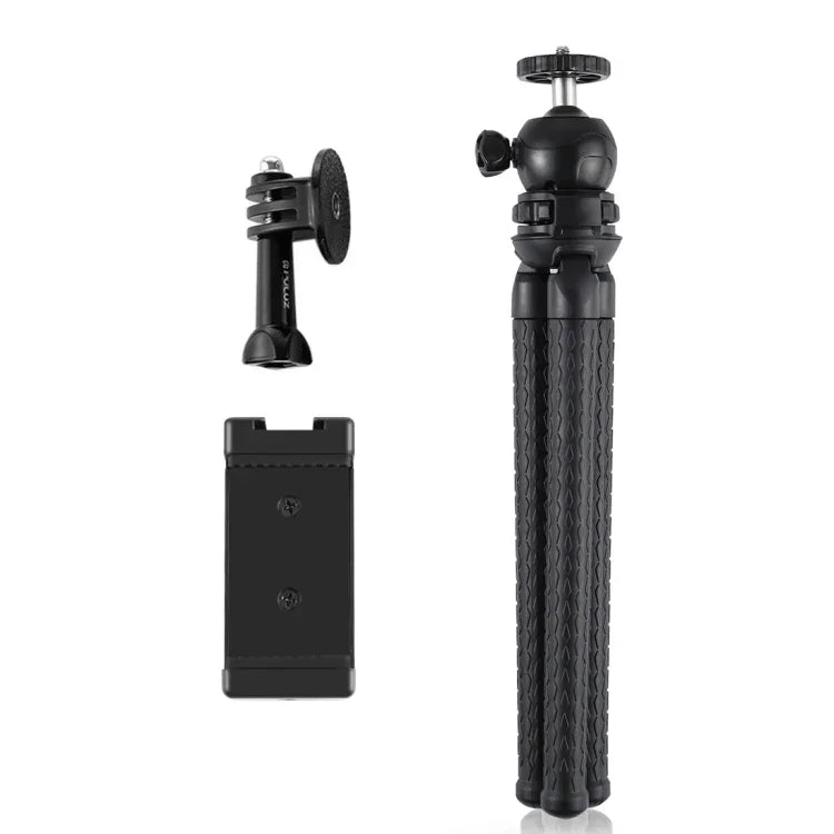 PULUZ ミニオクトパス フレキシブル三脚ホルダー ボールヘッド＆スマホクランプ付き + 三脚マウントアダプター＆ロングスクリュー SLRカメラ、GoPro、携帯電話用、サイズ：30cmx5cm、30cm三脚＋スマホクランプ