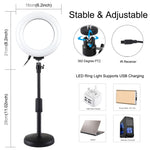 PULUZ 6.2インチ 16cm RGBWライト＋丸型ベース デスクトップホルダー USB調光式LEDリング ビデオ撮影用ライト 冷却シュー三脚ボールヘッド＆リモコン付き、デスクトップマウント＋6.2インチRGBW／リモコン付き