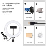 PULUZ 7.9インチ 20cm RGBWライト＋丸型ベース デスクトップマウント 調光可能 LED二色温度 LED曲面ライトリング Vlog・自撮り・写真・動画用ライト 電話クランプ付き、7.9インチ＋丸型マウント