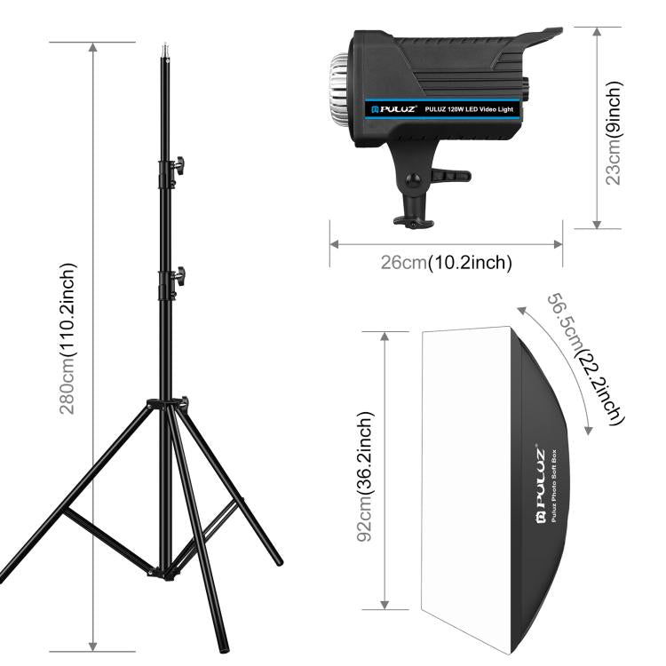 PULUZ 120Wフォトスタジオストロボフラッシュライトキット ソフトボックスリフレクター＆三脚付き、長方形120W 2700K-6500Kライトキット EUプラグ、長方形120W 2700K-6500Kライトキット UKプラグ、長方形120W 2700K-6500Kライトキット USプラグ