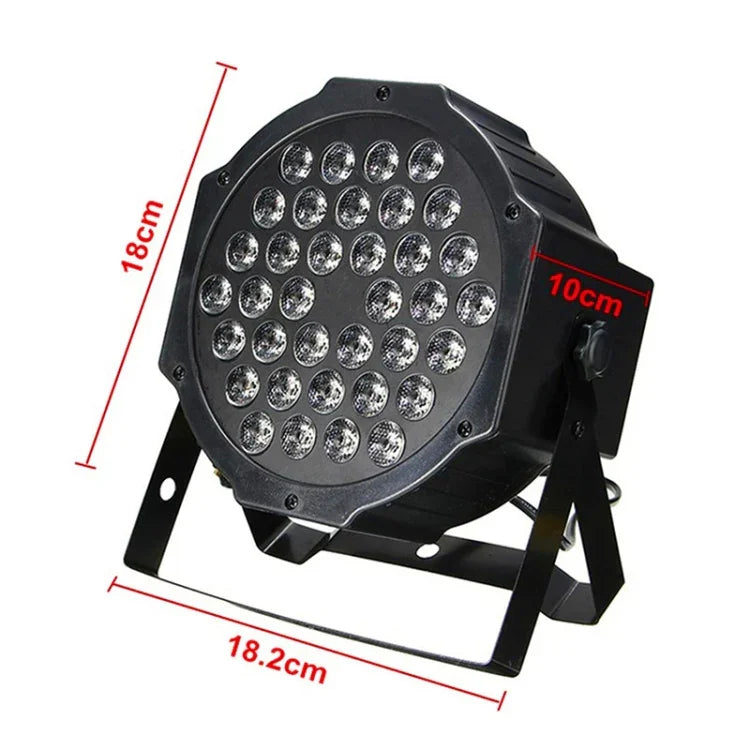 36W 36 LEDs DMX512 RGB LED PARライト リモコン付き、ストロボ＋サウンドコントロール＋自走式、AC 100-240V、リモコン付きRGB