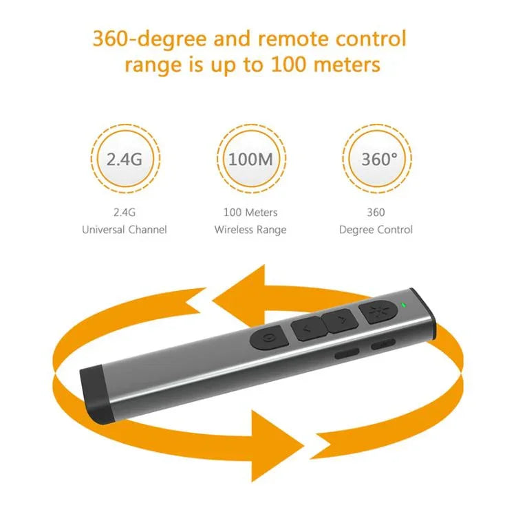 Doosl Dsit038 2.4GHz ワイヤレスプレゼンター パワーポイントクリッカーリモコン グリーンレーザーポインター コントロール距離: 100m, グリーンレーザー