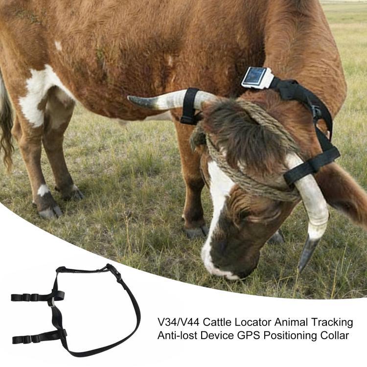 V34/V44 牛追跡器セット 動物追跡用迷子防止装置 GPS位置特定首輪、牛用