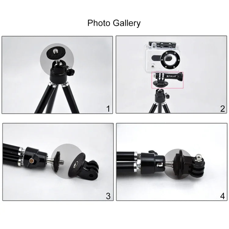 PULUZ カメラ三脚マウントアダプター PULUZアクションスポーツカメラ用ジョーズフレックスクランプマウント GoPro、Insta360、DJIおよびその他アクションカメラ用、三脚マウント（PVC素材）