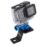 PULUZ アルミ合金バイク固定ホルダーマウント 三脚アダプター＆ネジ付き GoPro、Insta360、DJIおよびその他のアクションカメラ用 固定マウント2（ブラック）、固定マウント2（シルバー）、固定マウント2（レッド）、固定マウント2（ブルー）、固定マウント2（ゴールド）