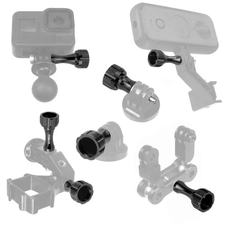 PULUZ CNCアルミ製サムノブ ステンレスボルトナットネジセット GoPro、Insta360、DJI他アクションカメラ用、黒ネジ2本（アルミ）、金ネジ2本（アルミ）、青ネジ2本（アルミ）、赤ネジ2本（アルミ）