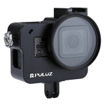 PULUZ ハウジングシェル CNCアルミ合金保護ケージ 保険フレーム＆52mm UVレンズ付き GoPro HERO(2018) /7 ブラック /6 /5用、HERO6 /5プルフレーム用、HERO5プルフレーム用