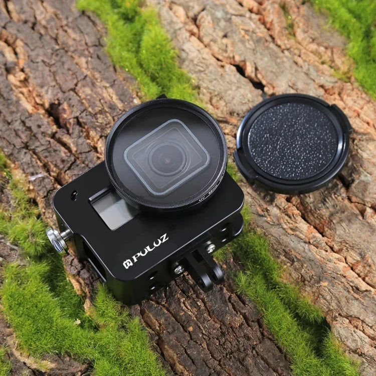 PULUZ ハウジングシェル CNCアルミ合金保護ケージ 保険フレーム＆52mm UVレンズ付き GoPro HERO(2018) /7 ブラック /6 /5用、HERO6 /5プルフレーム用、HERO5プルフレーム用