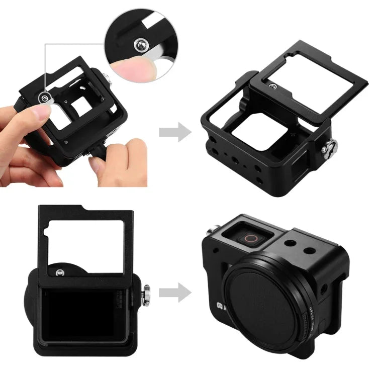 PULUZ ハウジングシェル CNCアルミ合金保護ケージ 保険フレーム＆52mm UVレンズ付き GoPro HERO(2018) /7 ブラック /6 /5用、HERO6 /5プルフレーム用、HERO5プルフレーム用