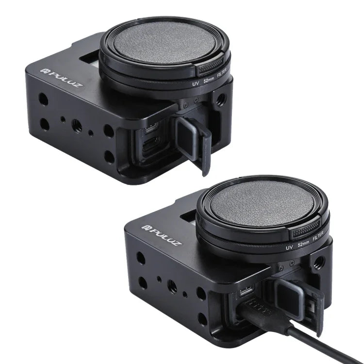 PULUZ ハウジングシェル CNCアルミ合金保護ケージ 保険フレーム＆52mm UVレンズ付き GoPro HERO(2018) /7 ブラック /6 /5用、HERO6 /5プルフレーム用、HERO5プルフレーム用