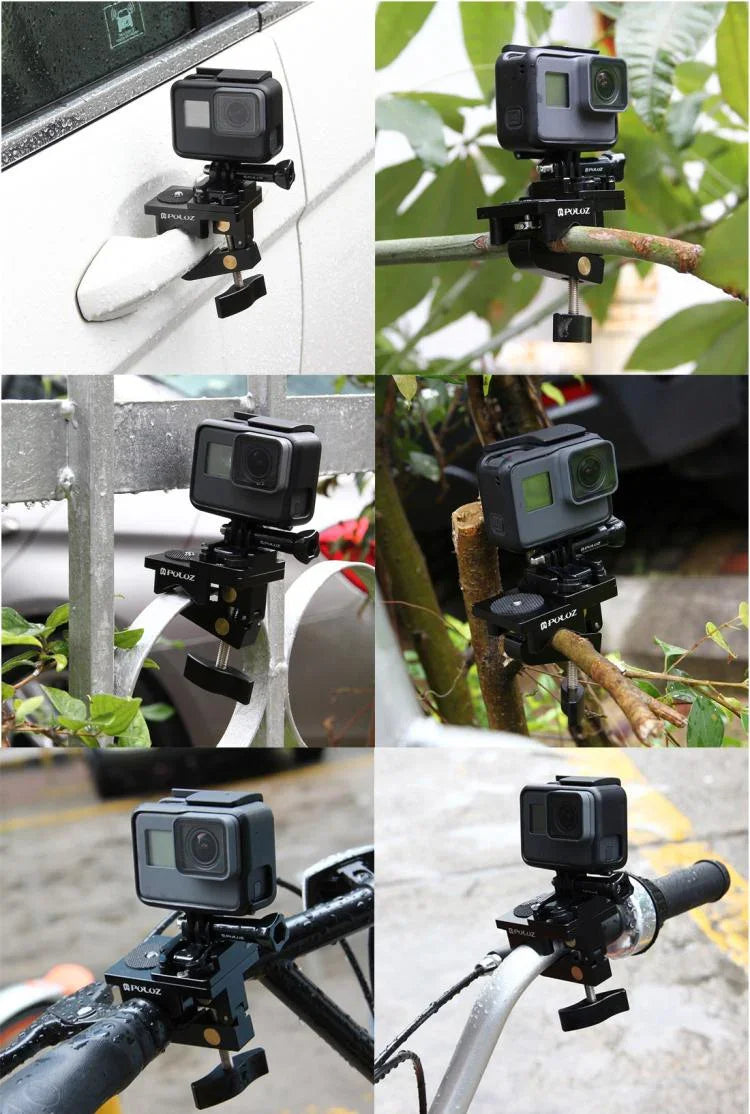 PULUZ アルミ合金マウント ユニバーサル固定クランプ GoPro、Insta360、DJIおよびその他のアクションカメラ用 固定クランプマウント