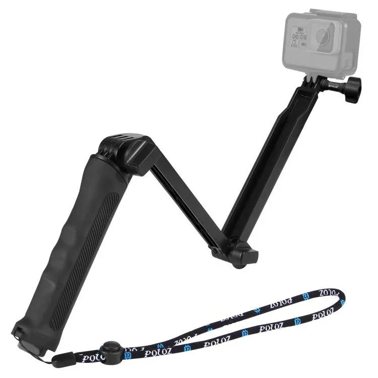PULUZ 3ウェイグリップ 折りたたみ式三脚 セルフィースティック 延長モノポッド GoPro、Insta360 ONE R、DJI Osmo Actionおよびその他のアクションカメラ用、長さ：20-58cm、長さ：20-58cm