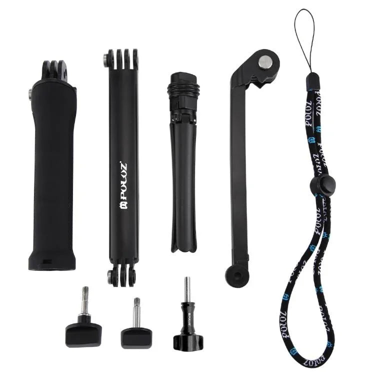 PULUZ 3ウェイグリップ 折りたたみ式三脚 セルフィースティック 延長モノポッド GoPro、Insta360 ONE R、DJI Osmo Actionおよびその他のアクションカメラ用、長さ：20-58cm、長さ：20-58cm
