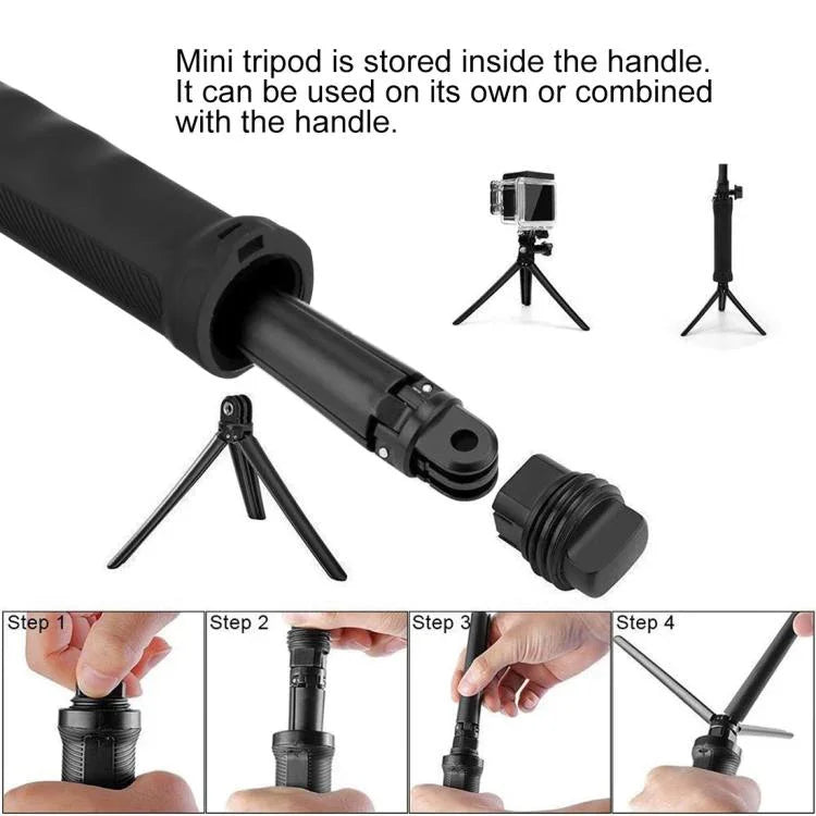 PULUZ 3ウェイグリップ 折りたたみ式三脚 セルフィースティック 延長モノポッド GoPro、Insta360 ONE R、DJI Osmo Actionおよびその他のアクションカメラ用、長さ：20-58cm、長さ：20-58cm