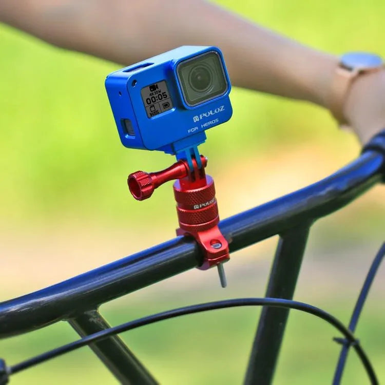 PULUZ 360度回転 バイク用アルミハンドルバーアダプターマウント ネジ付き GoPro、Insta360、DJIおよびその他のアクションカメラ対応、中国在庫（赤）、中国在庫（青）、ハンドルバーアダプターマウント 1
