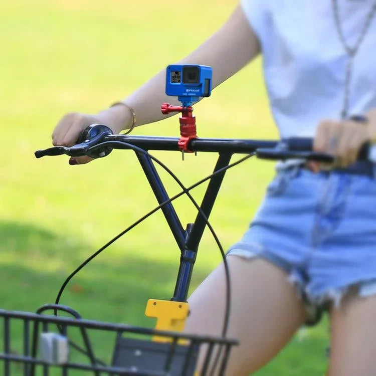 PULUZ 360度回転 バイク用アルミハンドルバーアダプターマウント ネジ付き GoPro、Insta360、DJIおよびその他のアクションカメラ対応、中国在庫（赤）、中国在庫（青）、ハンドルバーアダプターマウント 1