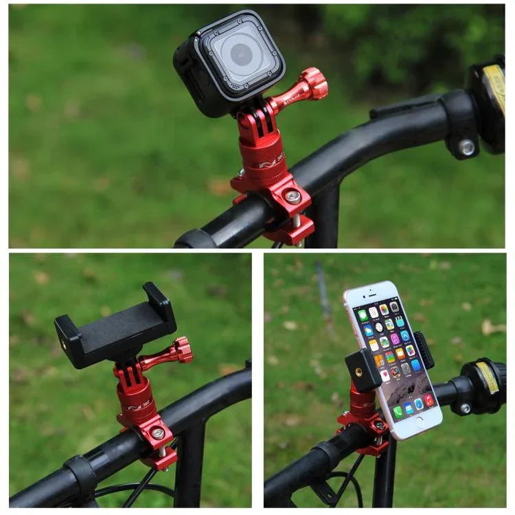 PULUZ 360度回転 バイク用アルミハンドルバーアダプターマウント ネジ付き GoPro、Insta360、DJIおよびその他のアクションカメラ対応、中国在庫（赤）、中国在庫（青）、ハンドルバーアダプターマウント 1