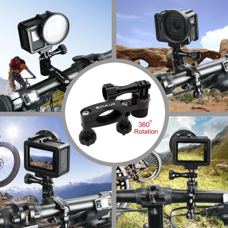 PULUZ 360度回転 バイク用アルミハンドルバーアダプターマウント ネジ付き GoPro、Insta360、DJIおよびその他のアクションカメラ対応、ハンドルバーアダプターマウント 2