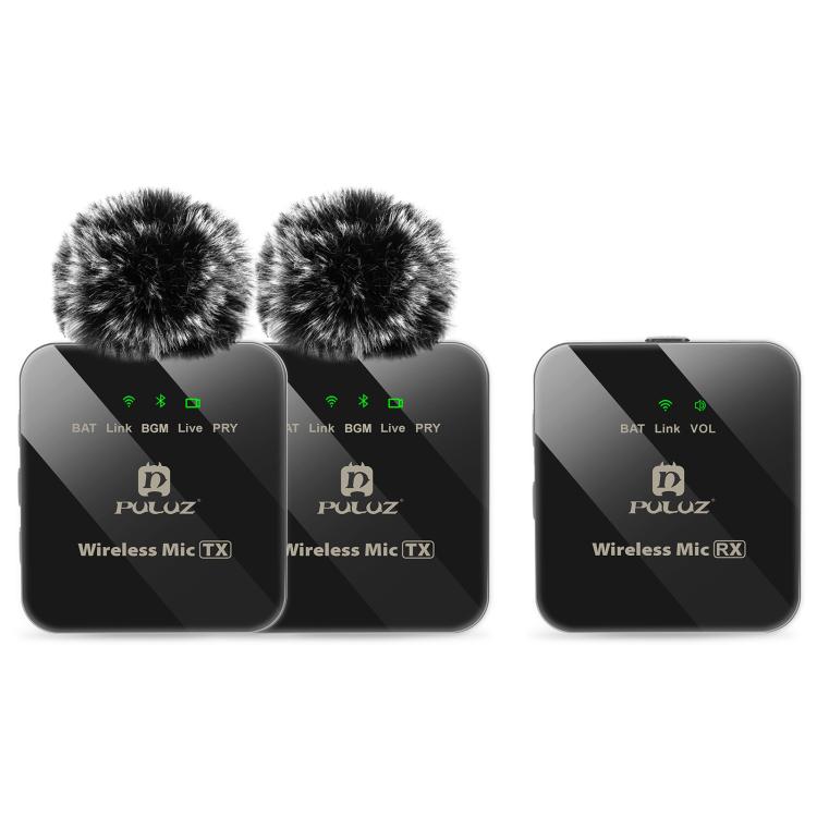 PULUZ 2 TX + 1 RX ワイヤレスラベリアマイク、2 TX + 1 RX