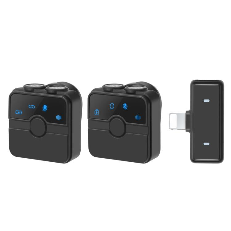 PULUZ 磁気ラベリアワイヤレスマイク 充電ケース付き、8ピン RX レシーバーと 2 TX マイク、8ピン 2 TX + 1 RX、充電ケース付き