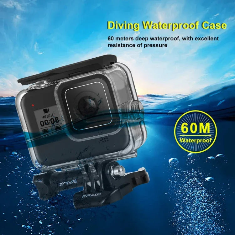 PULUZ 60m水深対応ダイビングケース 防水カメラハウジング GoPro HERO8 Black用、GoPro HERO8 Black用