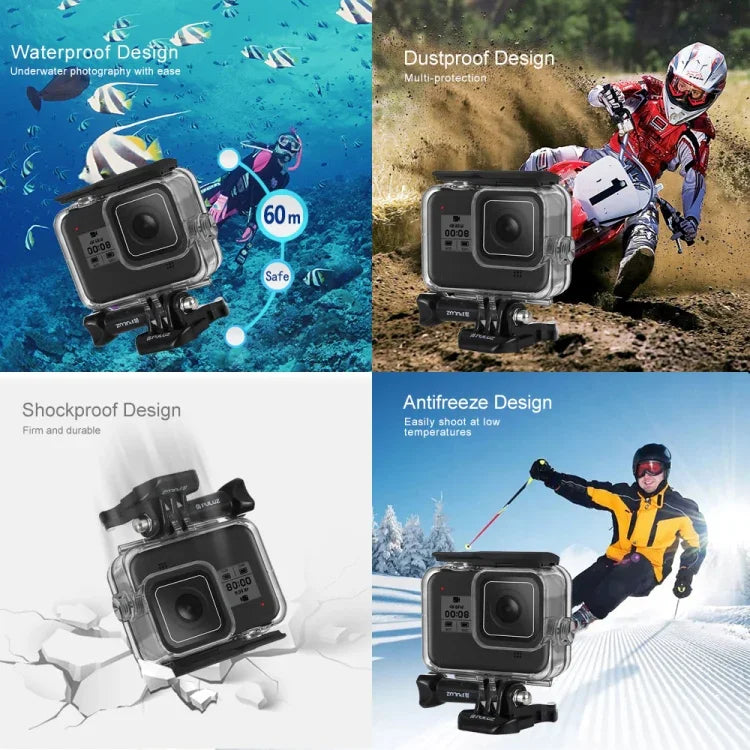 PULUZ 60m水深対応ダイビングケース 防水カメラハウジング GoPro HERO8 Black用、GoPro HERO8 Black用