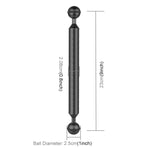 PULUZ 9インチ 23cm 長さ 20.8mm 直径 デュアルボール カーボンファイバー フローティングアーム, ボール直径: 25mm, 9インチ ブラック