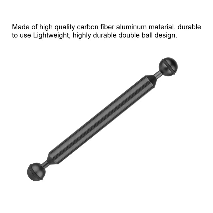 PULUZ 9インチ 23cm 長さ 20.8mm 直径 デュアルボール カーボンファイバー フローティングアーム, ボール直径: 25mm, 9インチ ブラック