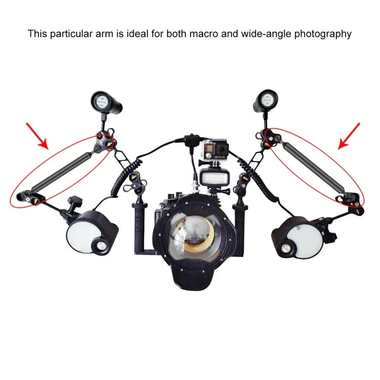 PULUZ 9インチ 23cm 長さ 20.8mm 直径 デュアルボール カーボンファイバー フローティングアーム, ボール直径: 25mm, 9インチ ブラック
