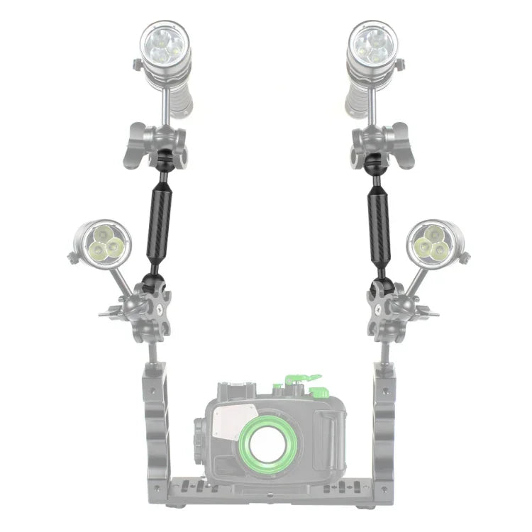 PULUZ 9インチ 23cm 長さ 20.8mm 直径 デュアルボール カーボンファイバー フローティングアーム, ボール直径: 25mm, 9インチ ブラック