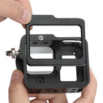 PULUZ ハウジングシェル CNCアルミ合金保護ケージ 保険フレーム＆52mm UVレンズ付き GoPro HERO8 Black用、フレーム付きHERO8 Black用