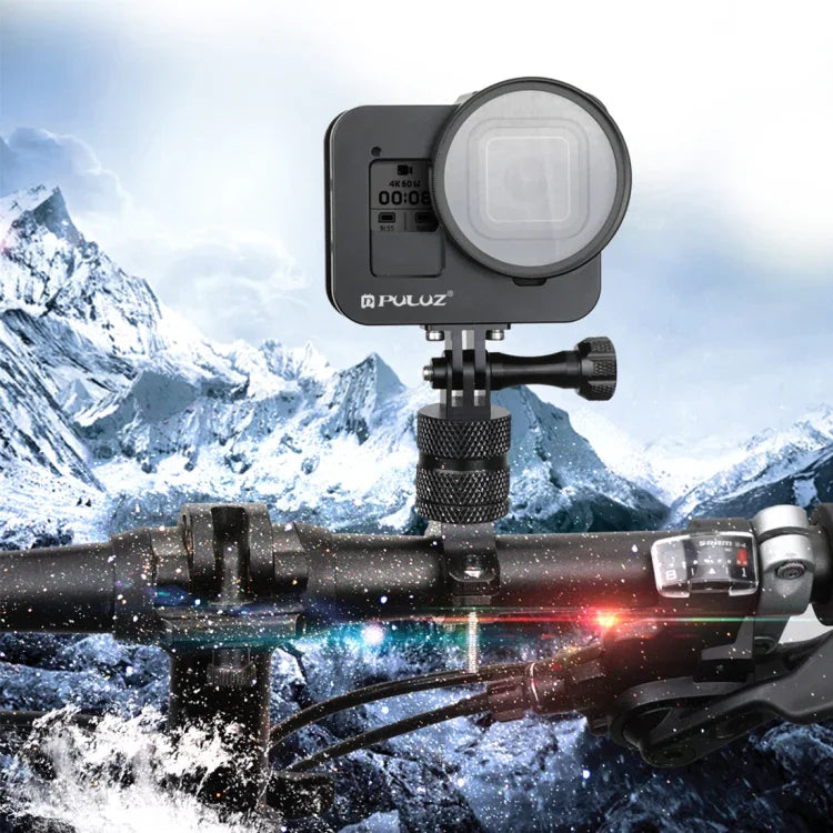 PULUZ ハウジングシェル CNCアルミ合金保護ケージ 保険フレーム＆52mm UVレンズ付き GoPro HERO8 Black用、フレーム付きHERO8 Black用