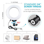 PULUZ 4.7インチ12cm USB 3モード調光LEDリングセルフィービューティーVlogging写真撮影ビデオライト三脚ボールヘッド付き、4.7インチボールヘッド付き