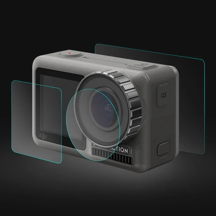 PULUZ レンズ + 前後LCDディスプレイ 9H 2.5D 強化ガラスフィルム DJI Osmo Action用, DJI Osmo Action用