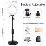 PULUZ 丸型ベース デスクトップホルダー + 4.7インチ 12cm 3モード USB調光式LEDリング ビデオ撮影ライト、高さ調節可能：15.5cm-25.5cm、デスクトップマウント+4.7インチ