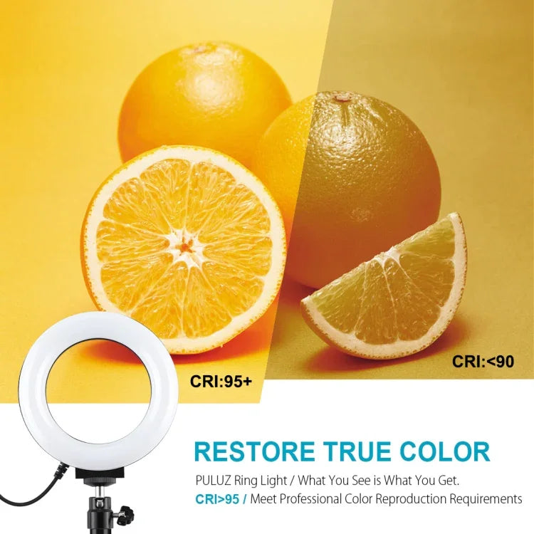 PULUZ 丸型ベース デスクトップホルダー + 4.7インチ 12cm 3モード USB調光式LEDリング ビデオ撮影ライト、高さ調節可能：15.5cm-25.5cm、デスクトップマウント+4.7インチ