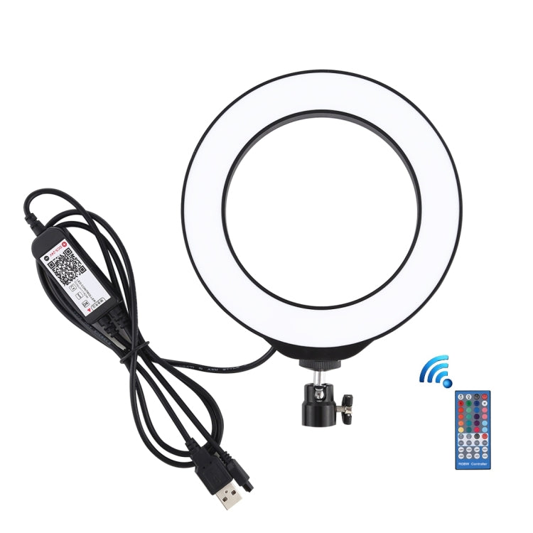 PULUZ 6.2インチ 16cm USB RGBW 調光可能 LEDリング ライブ配信・写真・動画用ライト 冷却シュー三脚ボールヘッド＆リモコン付き、6.2インチ RGBW / リモコン