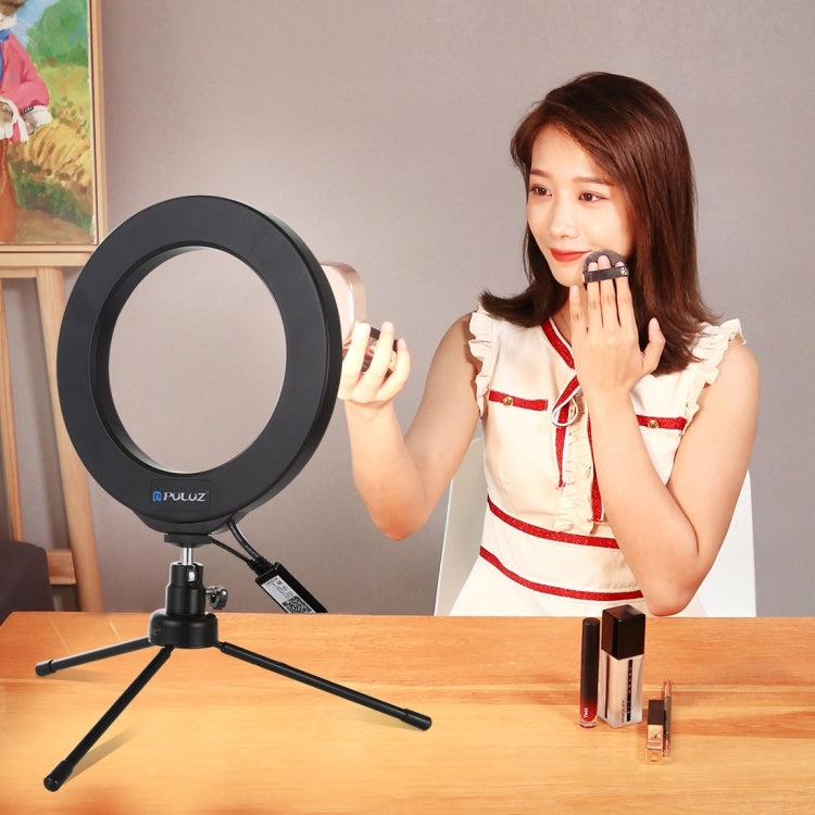 PULUZ 6.2インチ 16cm USB RGBW 調光可能 LEDリング ライブ配信・写真・動画用ライト 冷却シュー三脚ボールヘッド＆リモコン付き、6.2インチ RGBW / リモコン