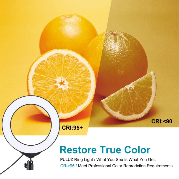PULUZ 6.2インチ 16cm USB RGBW 調光可能 LEDリング ライブ配信・写真・動画用ライト 冷却シュー三脚ボールヘッド＆リモコン付き、6.2インチ RGBW / リモコン