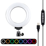 PULUZ 4.7インチ 12cm 曲面 USB 10モード 8色 RGBW 調光可能 LEDリング ライブ配信・写真・動画用ライト 三脚ボールヘッド付き、4.7インチ RGBW