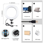 PULUZ 6.2インチ 16cm USB 10モード 8色 RGBW 調光可能 LEDリング ライブ配信・写真・動画用ライト 三脚ボールヘッド付き、6.2インチ RGBW
