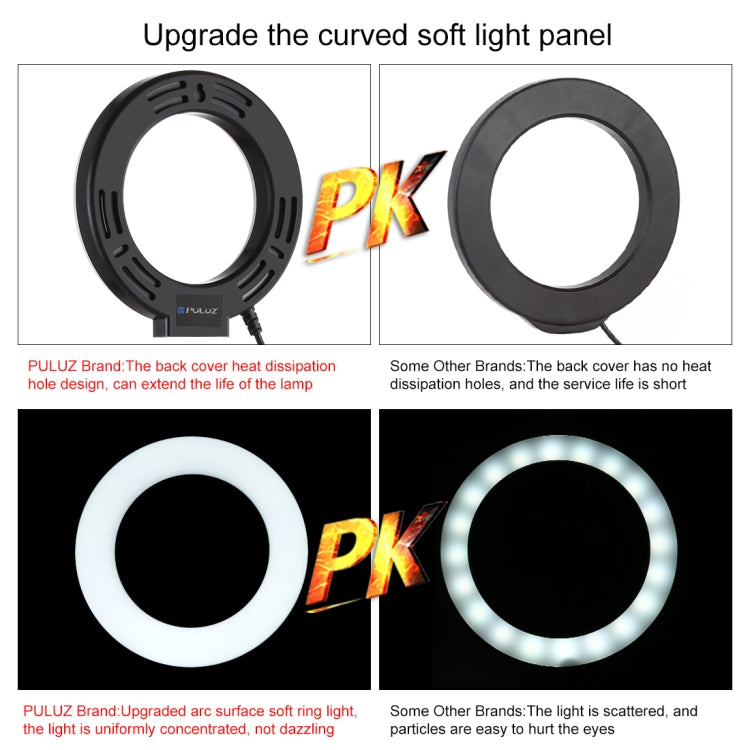 PULUZ 6.2インチ 16cm USB 10モード 8色 RGBW 調光可能 LEDリング ライブ配信・写真・動画用ライト 三脚ボールヘッド付き、6.2インチ RGBW
