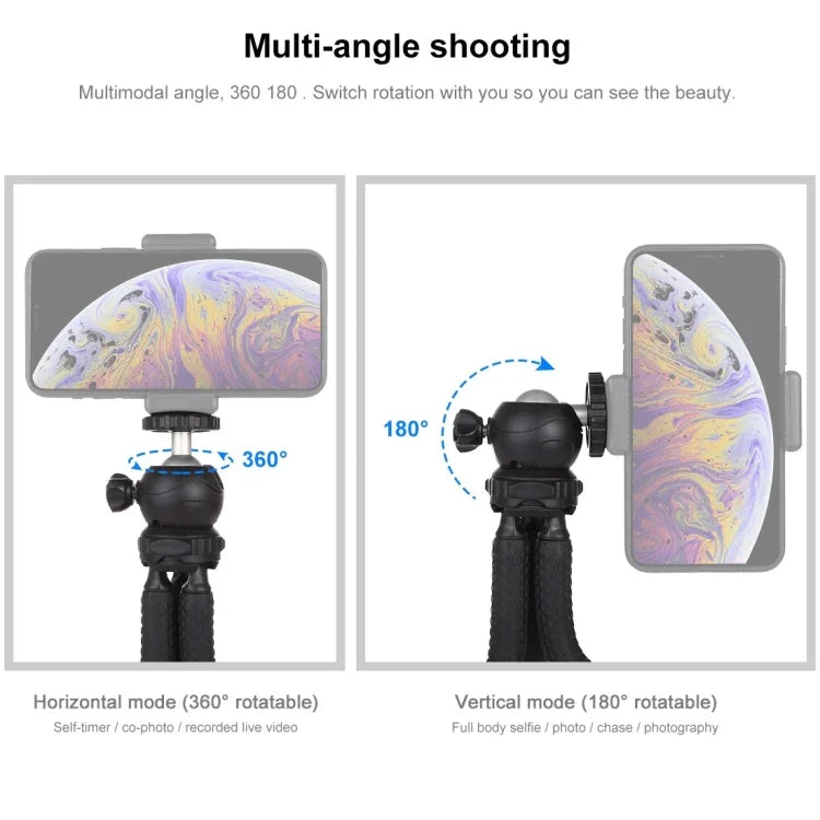 PULUZ ミニオクトパスフレキシブル三脚ホルダー ボールヘッド付き 一眼レフカメラ、GoPro、携帯電話用 サイズ：25cmx4.5cm、25cm三脚