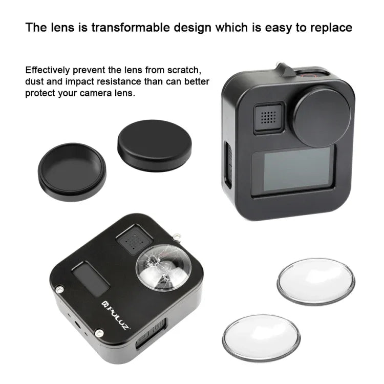 PULUZ GoPro Max用ハウジングシェル CNCアルミ合金保護ケージ、アルミ合金ケージ