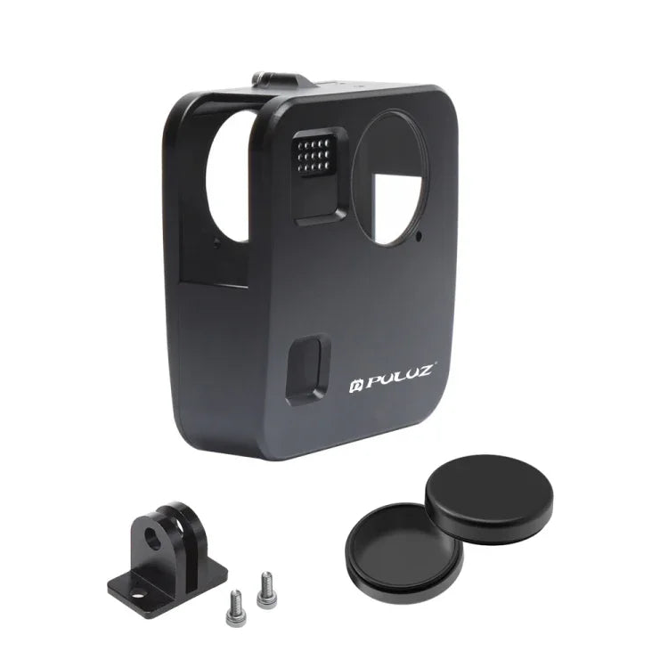 PULUZ GoPro Fusion用ハウジングシェル CNCアルミ合金保護ケージ 基本マウント＆レンズキャップ付き、GoPro Fusion用