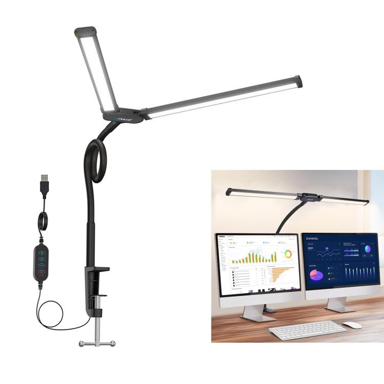 PULUZ グースネックチューブLED補助光 ダブルヘッドクリップデスクランプ