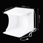 PULUZ 23cm リング LED パネル 折りたたみ式 ポータブルライト 写真照明スタジオ 撮影テントボックスキット 6色背景布付き（ブラック、ホワイト、イエロー、レッド、グリーン、ブルー）、展開サイズ：24cm x 23cm x 23cm、23cm リング LED パネル