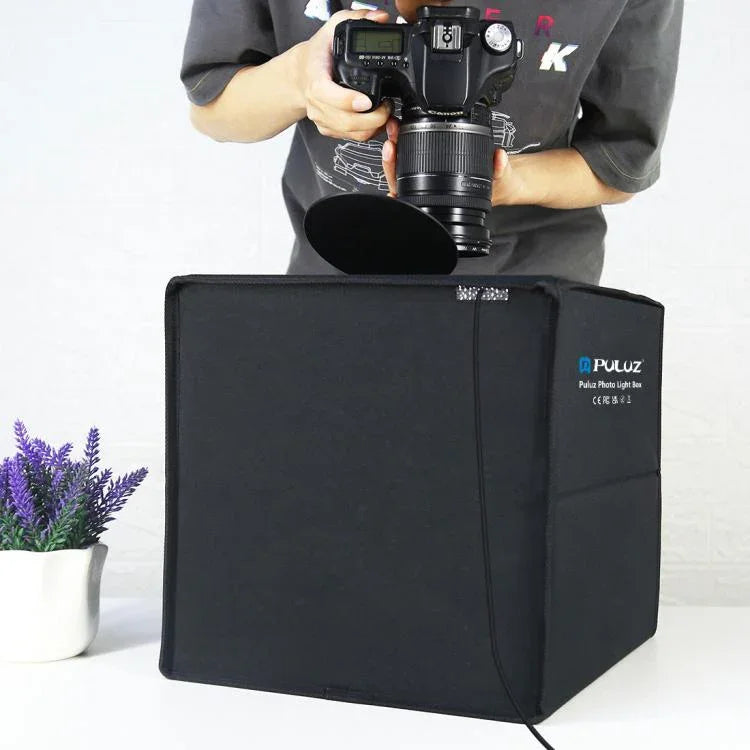 PULUZ 30cm 折りたたみ式 リングライト 写真照明スタジオ 撮影テントボックスキット 6色背景布付き ブラック / ホワイト / オレンジ / レッド / グリーン / ブルー、30cm ボックス ブラック