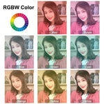 PULUZ 7.9インチ 20cm USB RGB 調光可能 LED デュアルカラーテンパチャー 曲面ライトリング Vlog 自撮り 写真撮影 ビデオライト スマホクランプ付き、7.9インチ RGBW